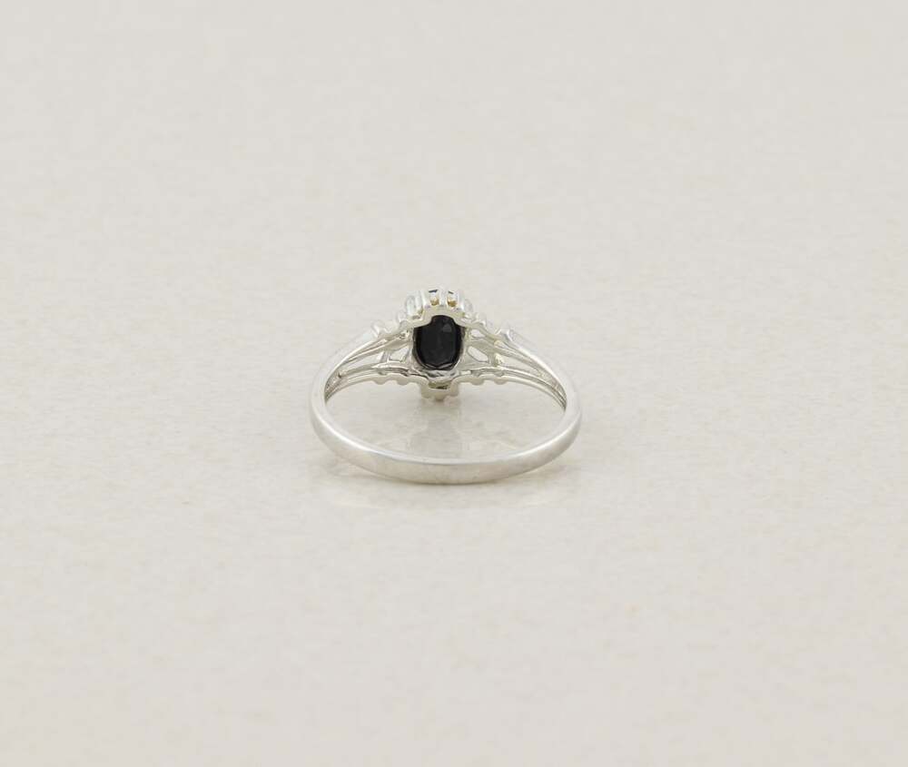 Sterling Silver Natural Dark Blue Sapphire Ring Size 9 1/4 Avon - Picture 7 of 7